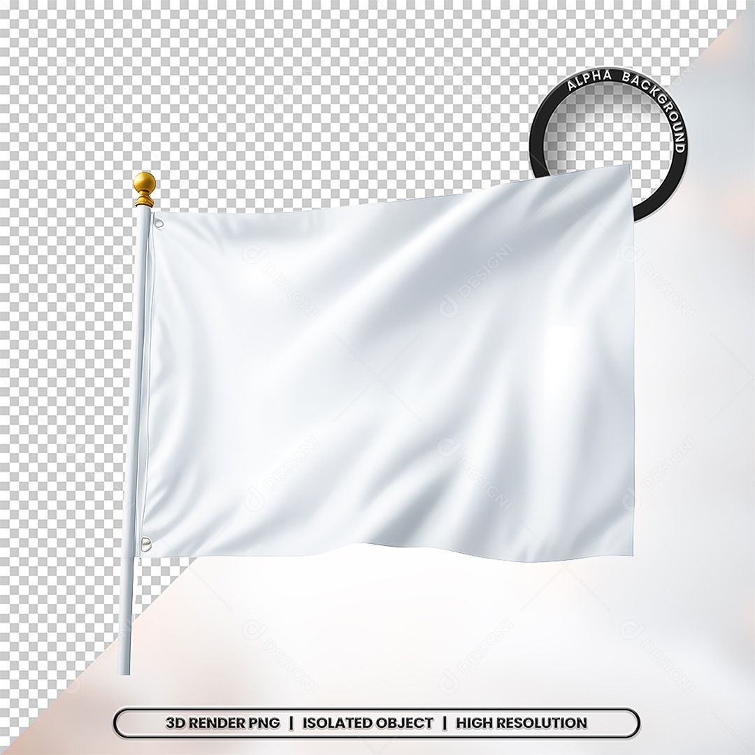 Elemento 3D Bandeira Branca Para Composição PSD