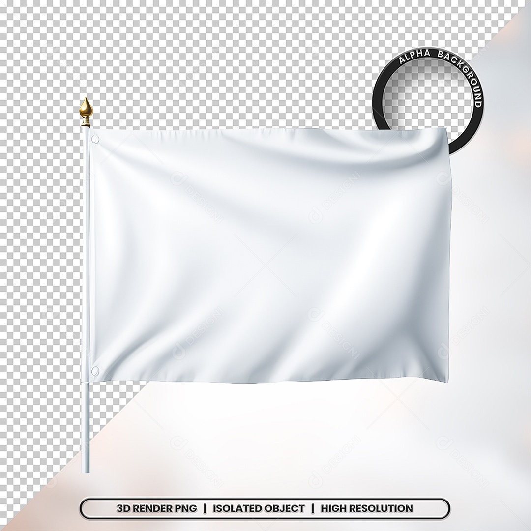 Elemento 3D Bandeira Branca Para Composição PSD