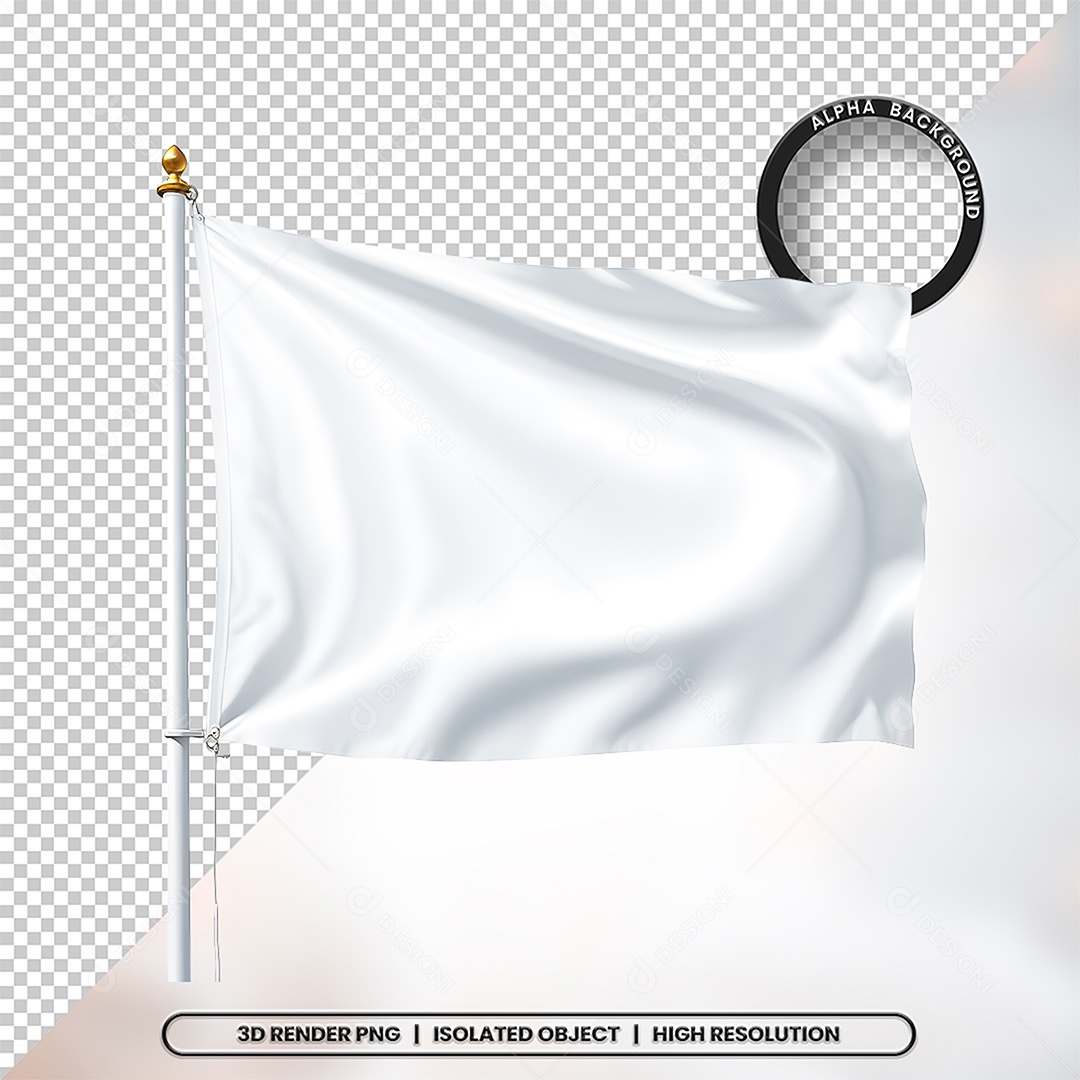 Elemento 3D Bandeira Branca Para Composição PSD