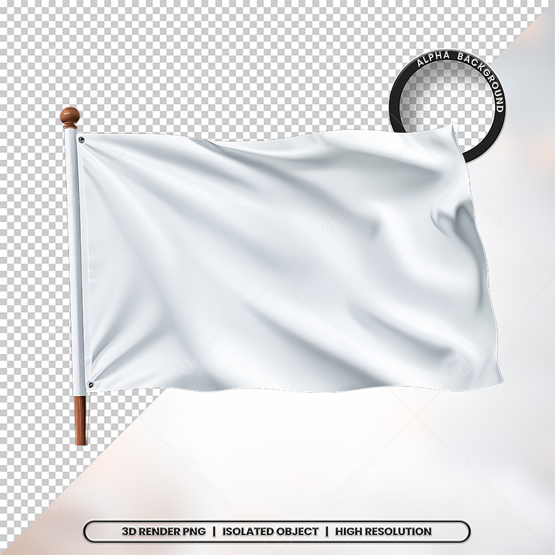 Elemento 3D Bandeira Branca Para Composição PSD