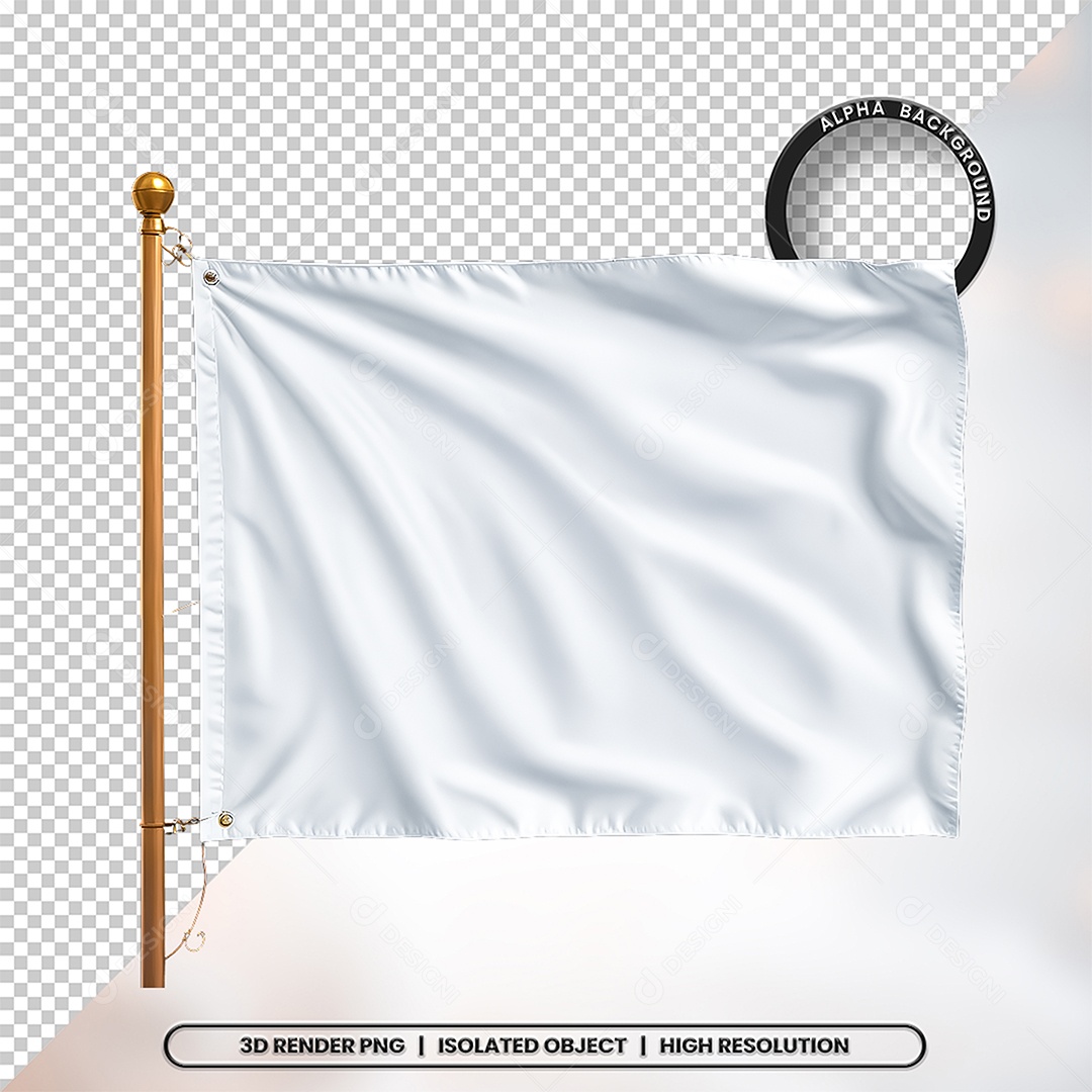 Elemento 3D Bandeira Branca Para Composição PSD