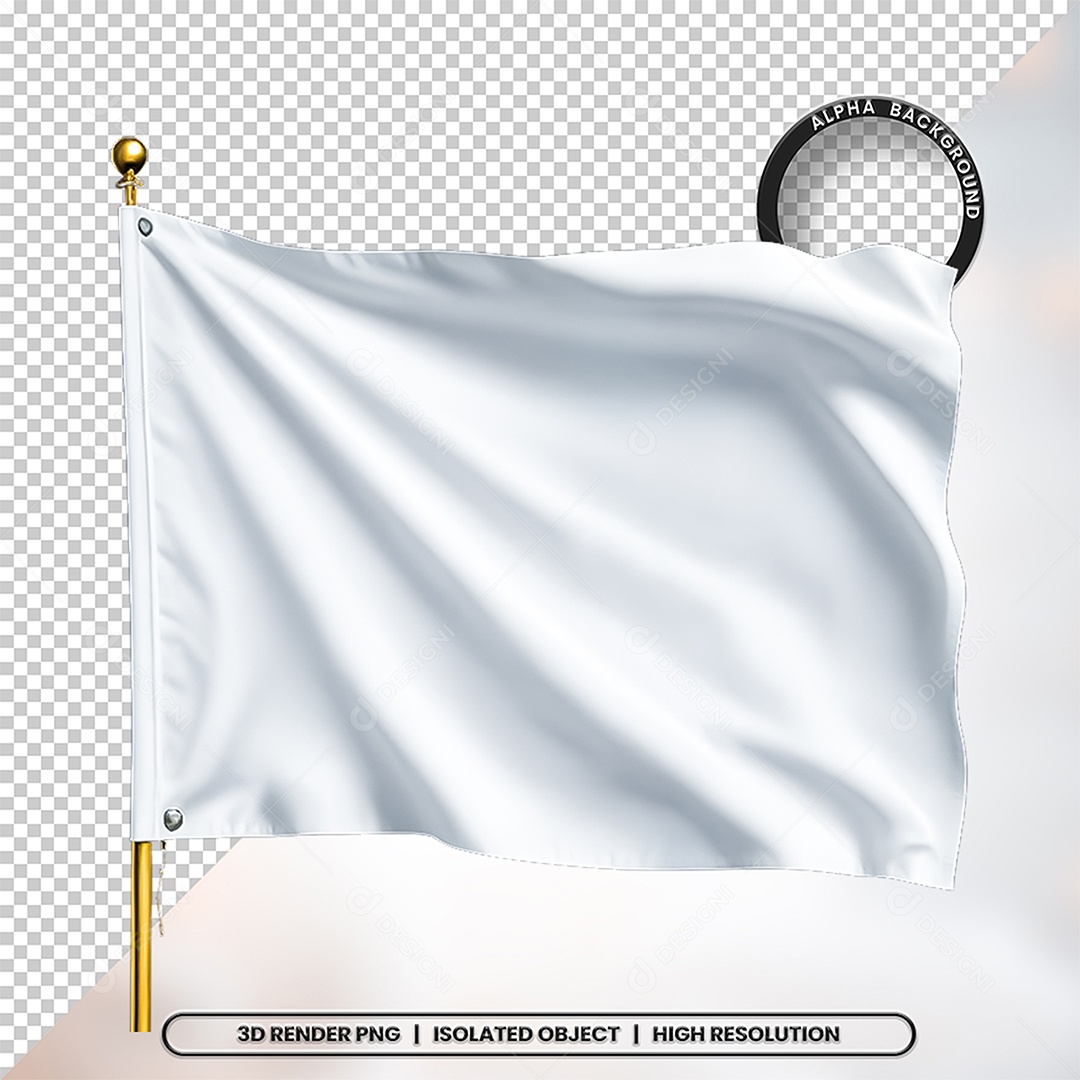 Elemento 3D Bandeira Branca Para Composição PSD