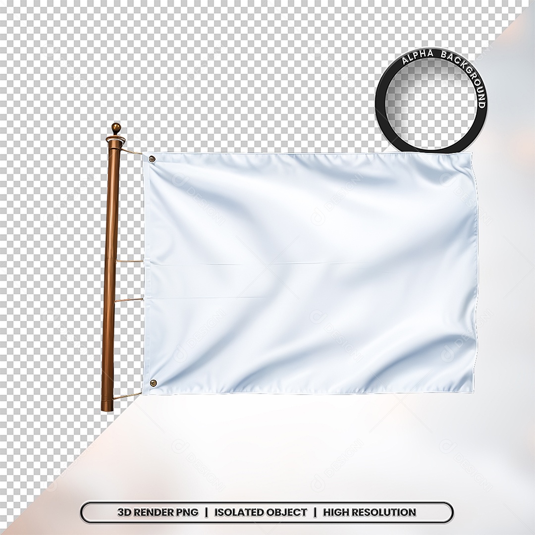 Elemento 3D Bandeira Branca Para Composição PSD