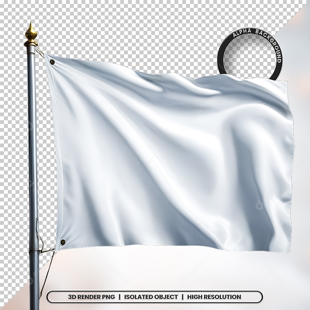 Elemento 3D Bandeira Branca Para Composição PSD