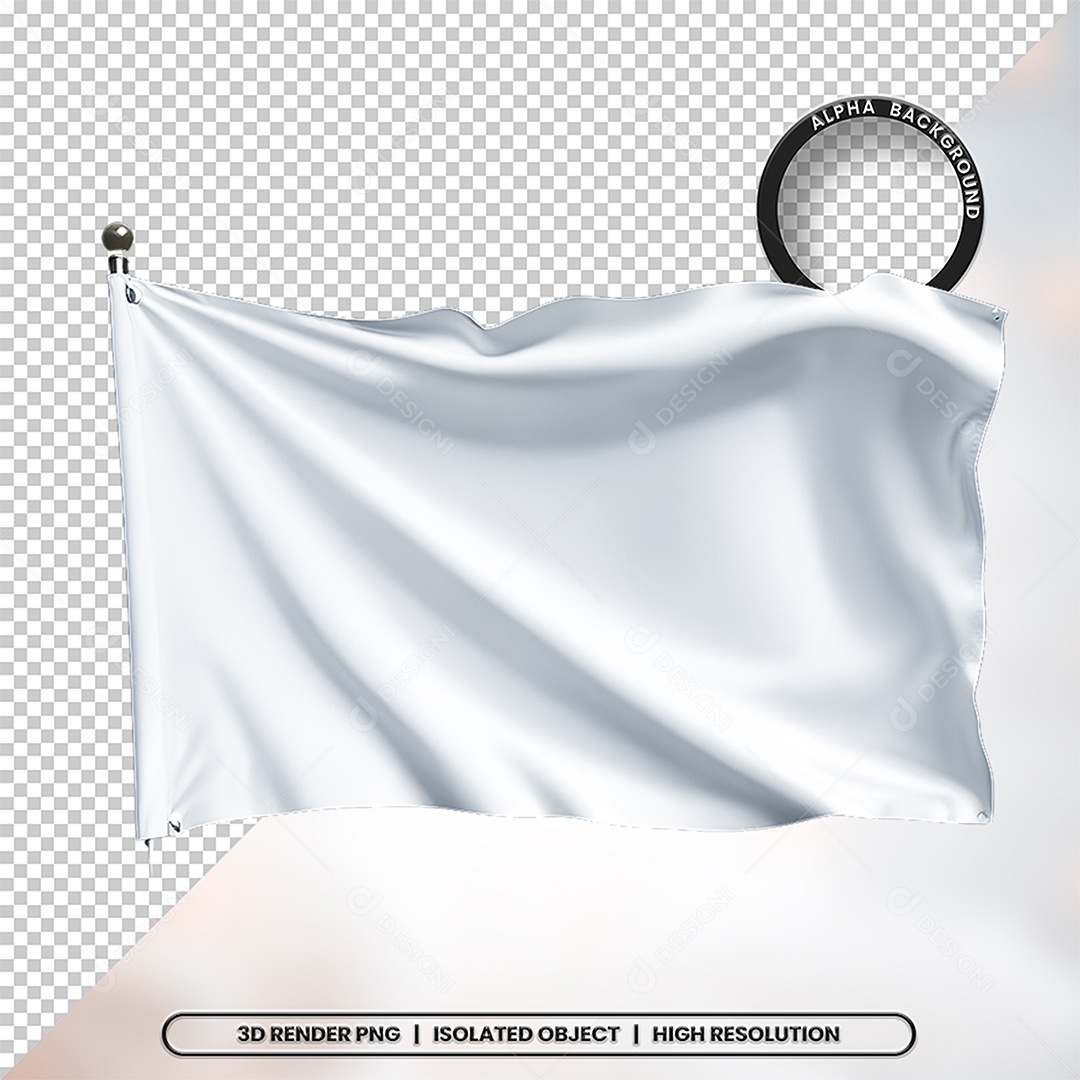 Elemento 3D Bandeira Branca Para Composição PSD