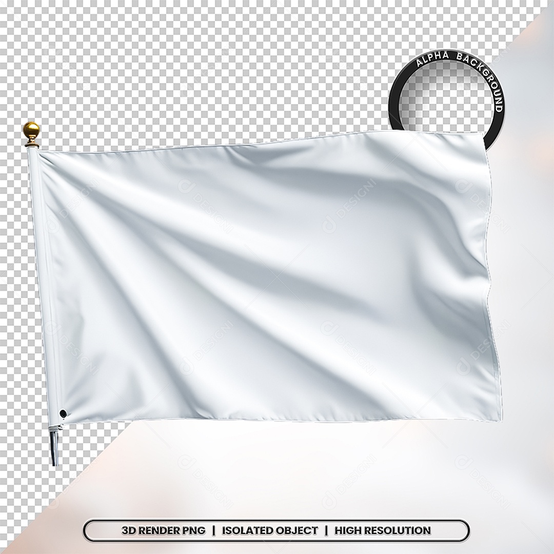 Elemento 3D Bandeira Branca Para Composição PSD