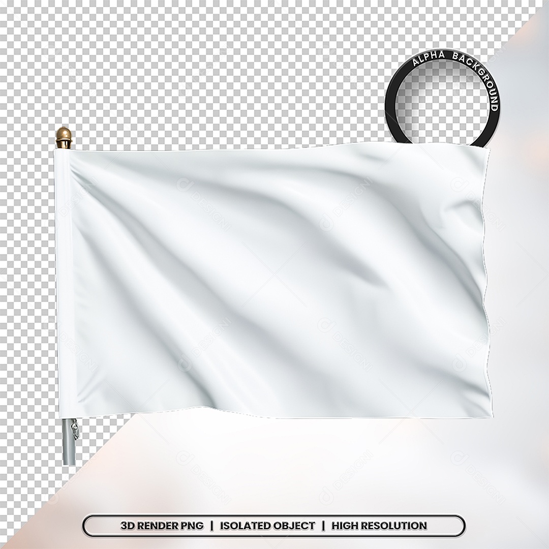 Elemento 3D Bandeira Branca Para Composição PSD