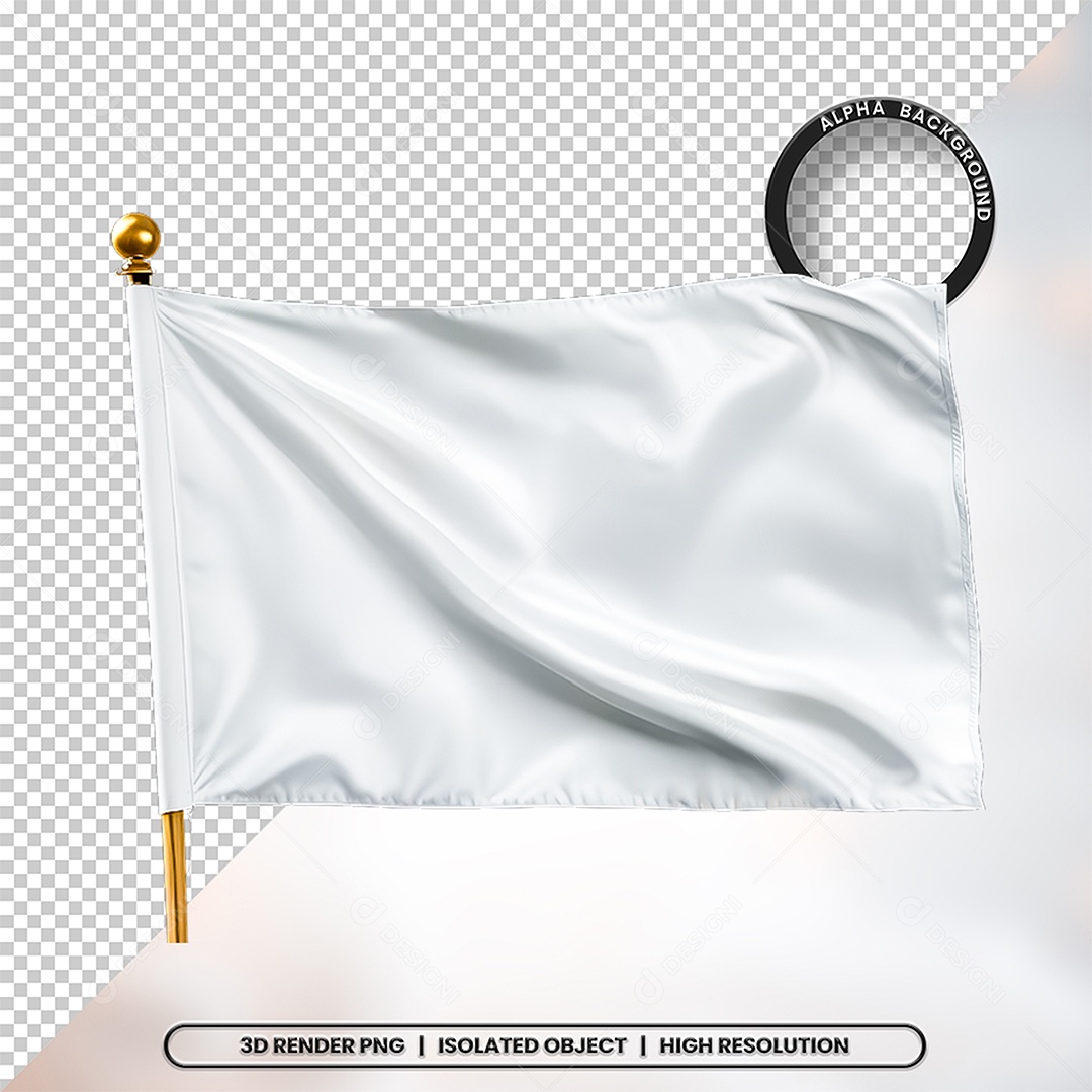 Elemento 3D Bandeira Branca Para Composição PSD