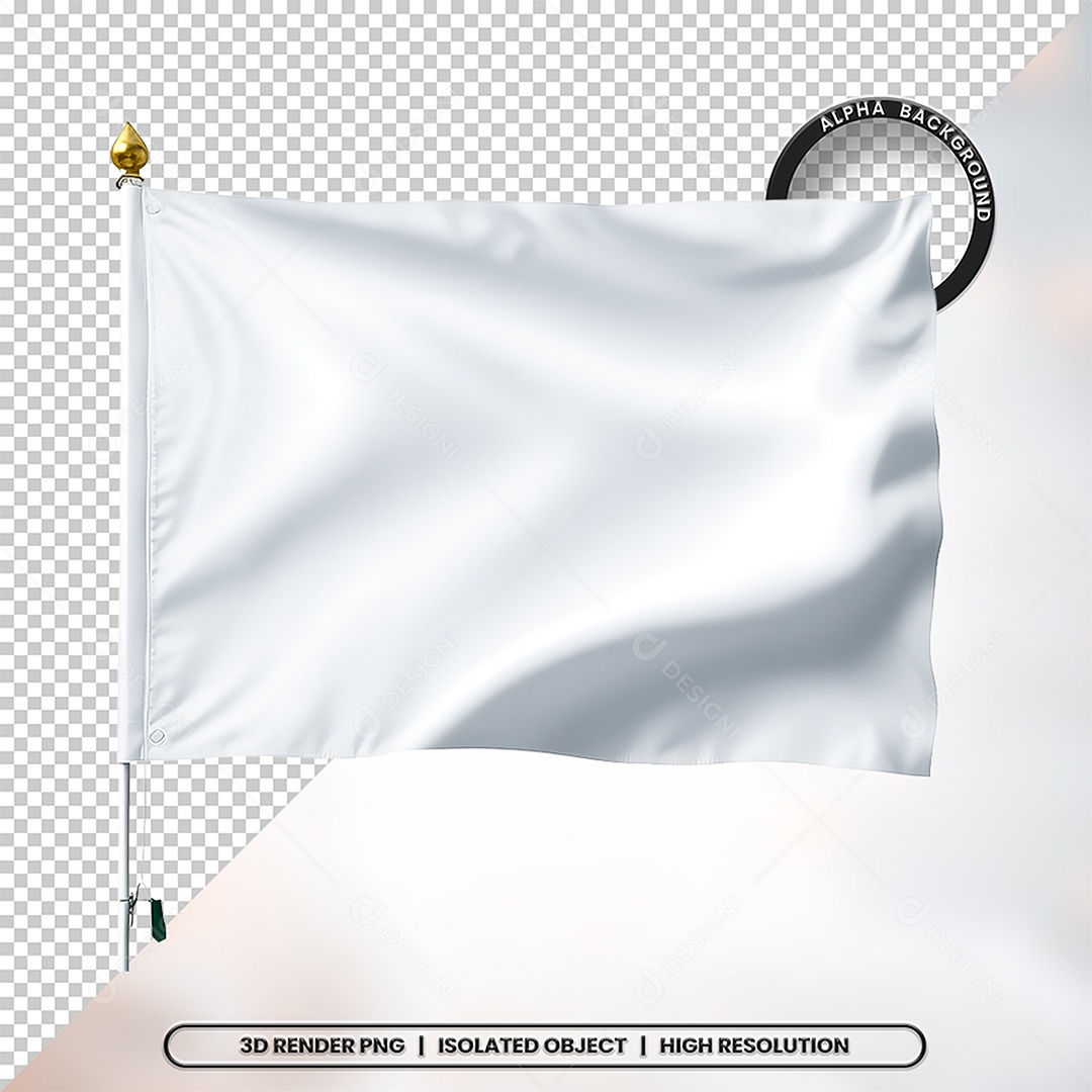 Elemento 3D Bandeira Branca Para Composição PSD