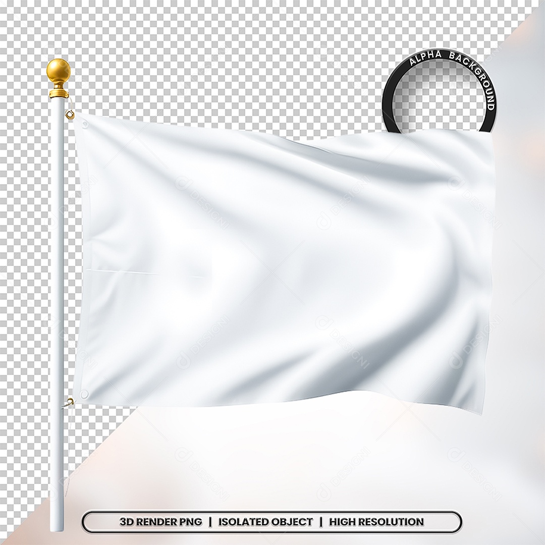 Elemento 3D Bandeira Branca Para Composição PSD