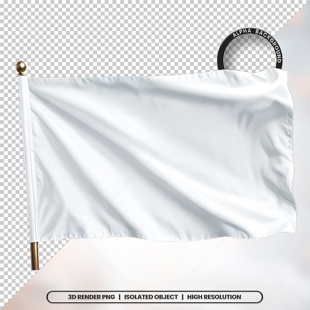 Elemento 3D Bandeira Branca Para Composição PSD