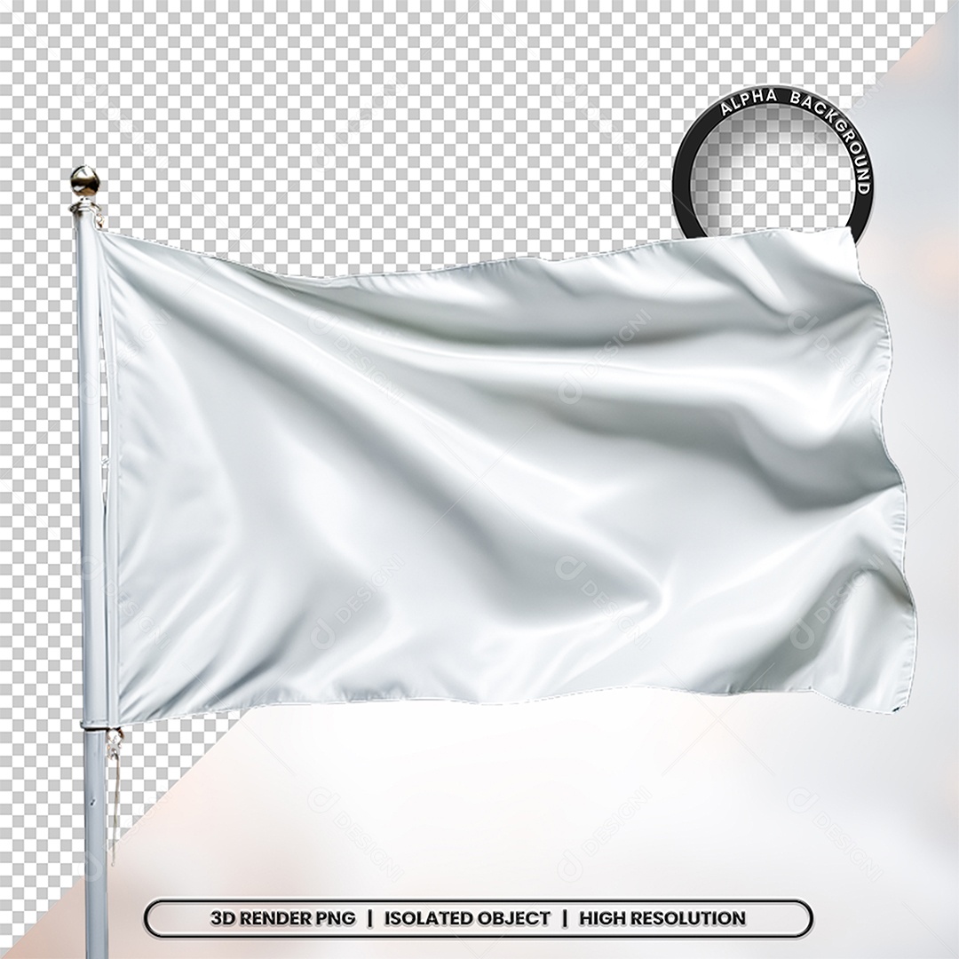 Elemento 3D Bandeira Branca Para Composição PSD