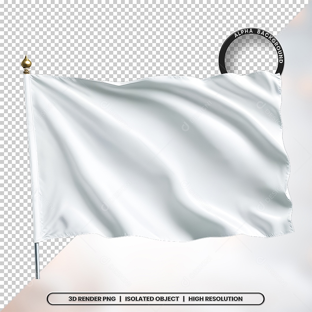 Elemento 3D Bandeira Branca Para Composição PSD