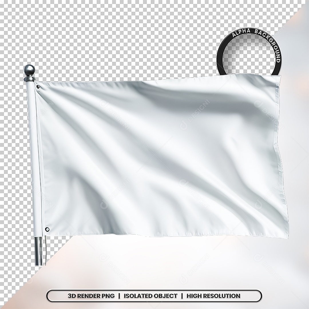 Elemento 3D Bandeira Branca Para Composição PSD