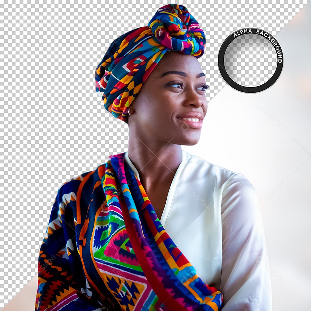 Personagem 3D Mulher Negra Afro para Composição PSD