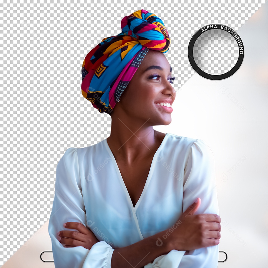 Personagem 3D Mulher Negra Afro para Composição PSD