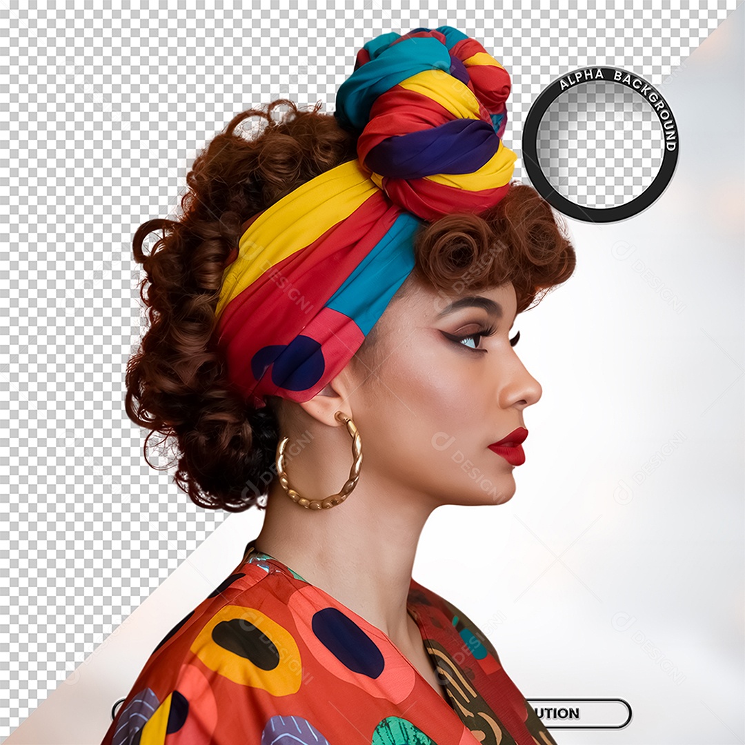 Personagem 3D Mulher Negra Afro para Composição PSD