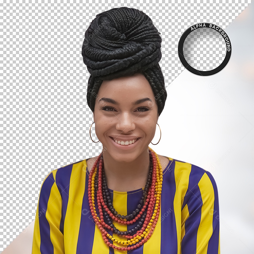 Personagem 3D Mulher Negra Afro para Composição PSD