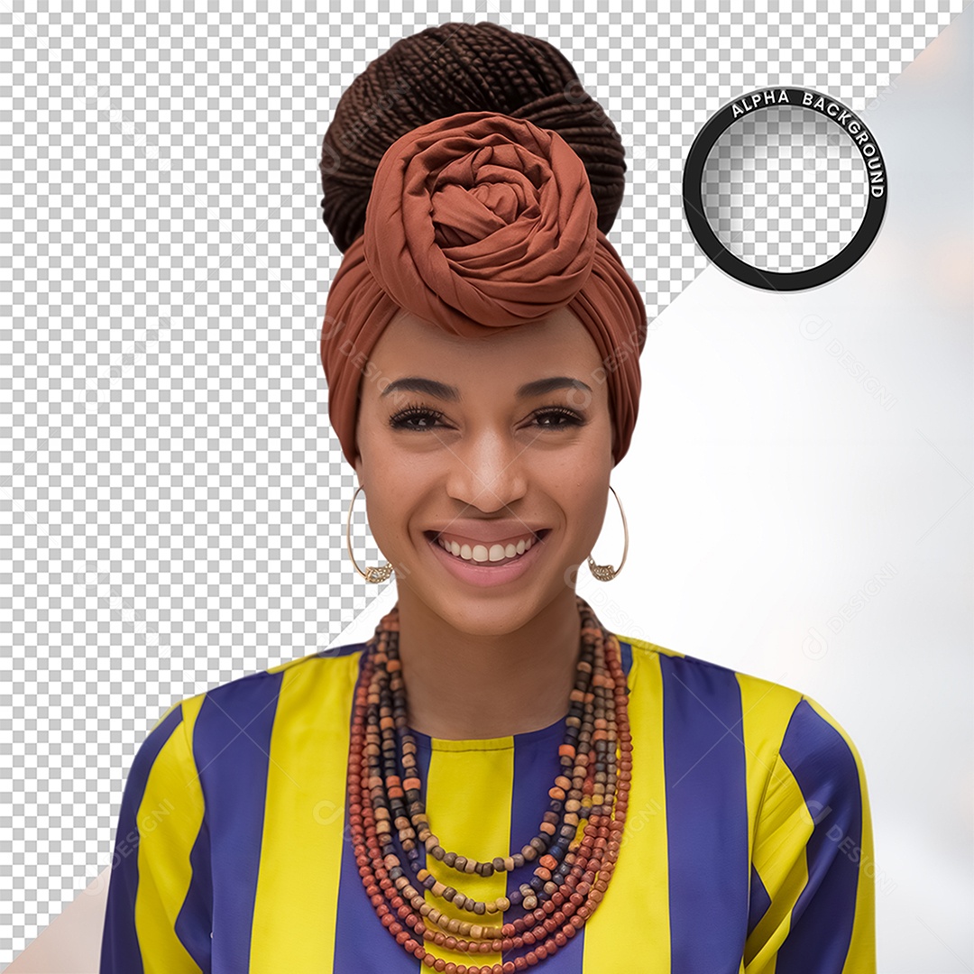 Personagem 3D Mulher Negra Afro para Composição PSD
