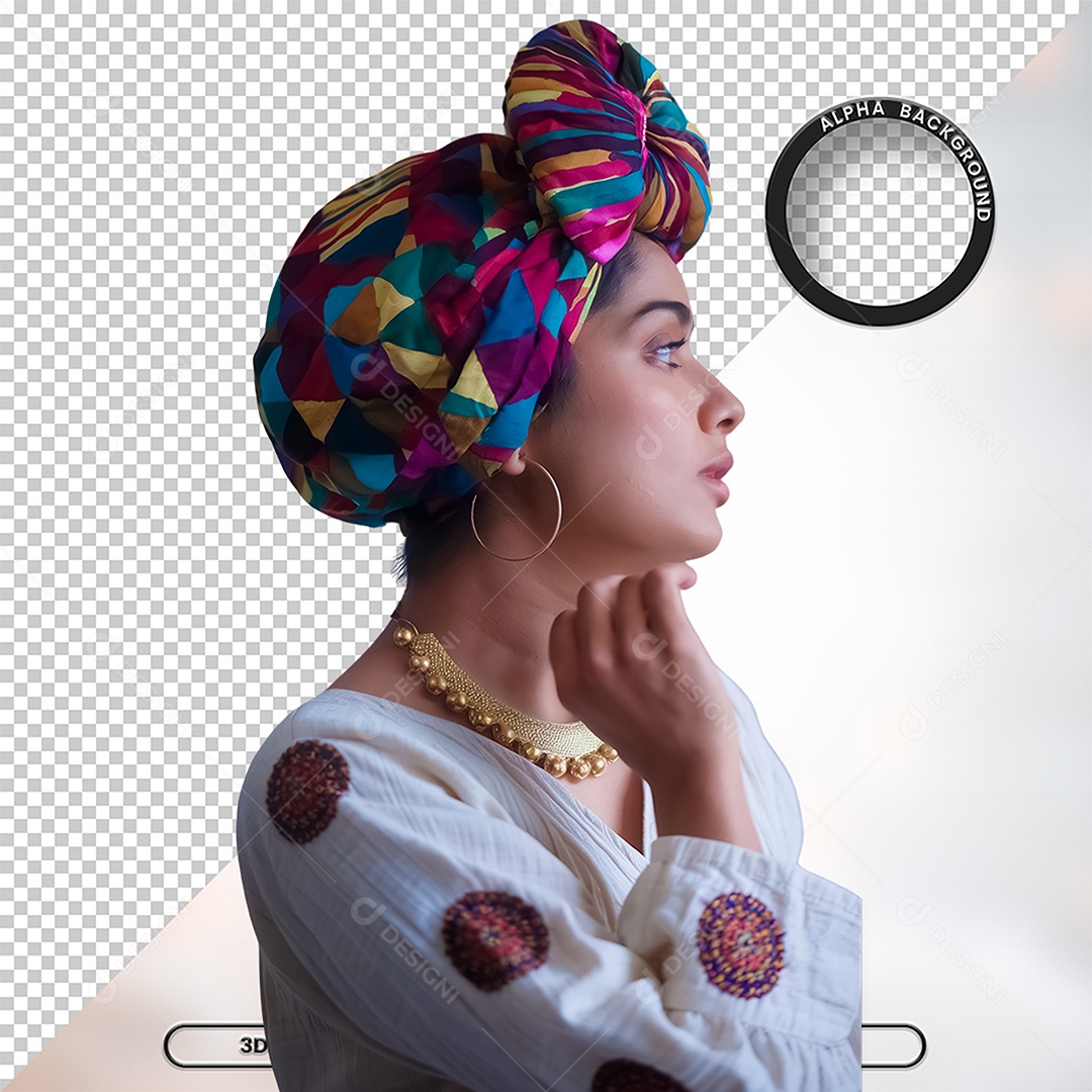 Personagem 3D Mulher Negra Afro para Composição PSD