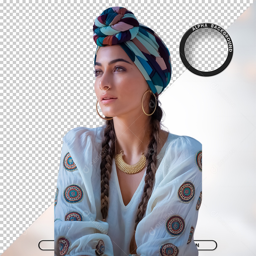 Personagem 3D Mulher Morena Afro para Composição PSD