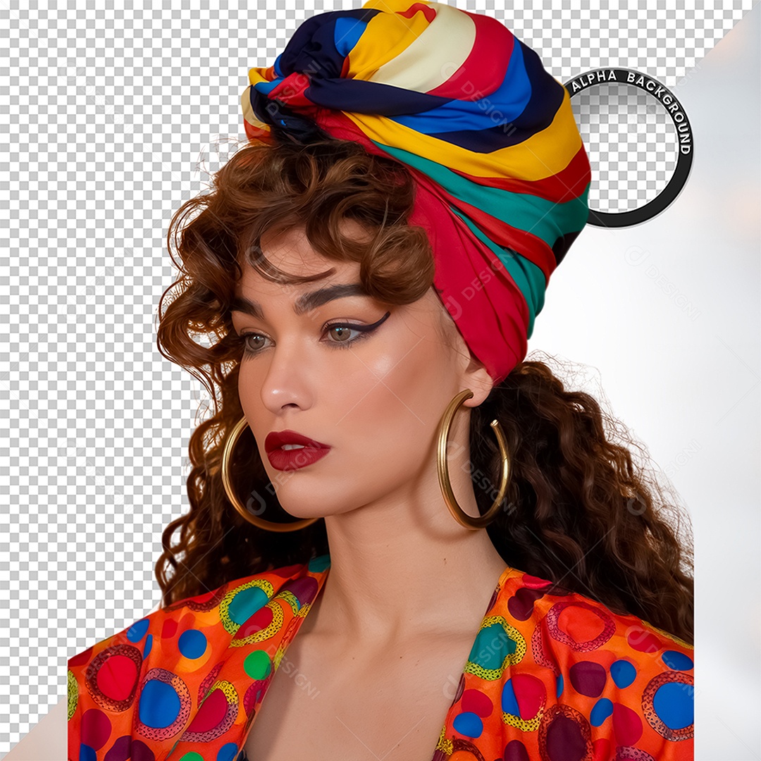 Personagem 3D Mulher Morena  Afro para Composição PSD