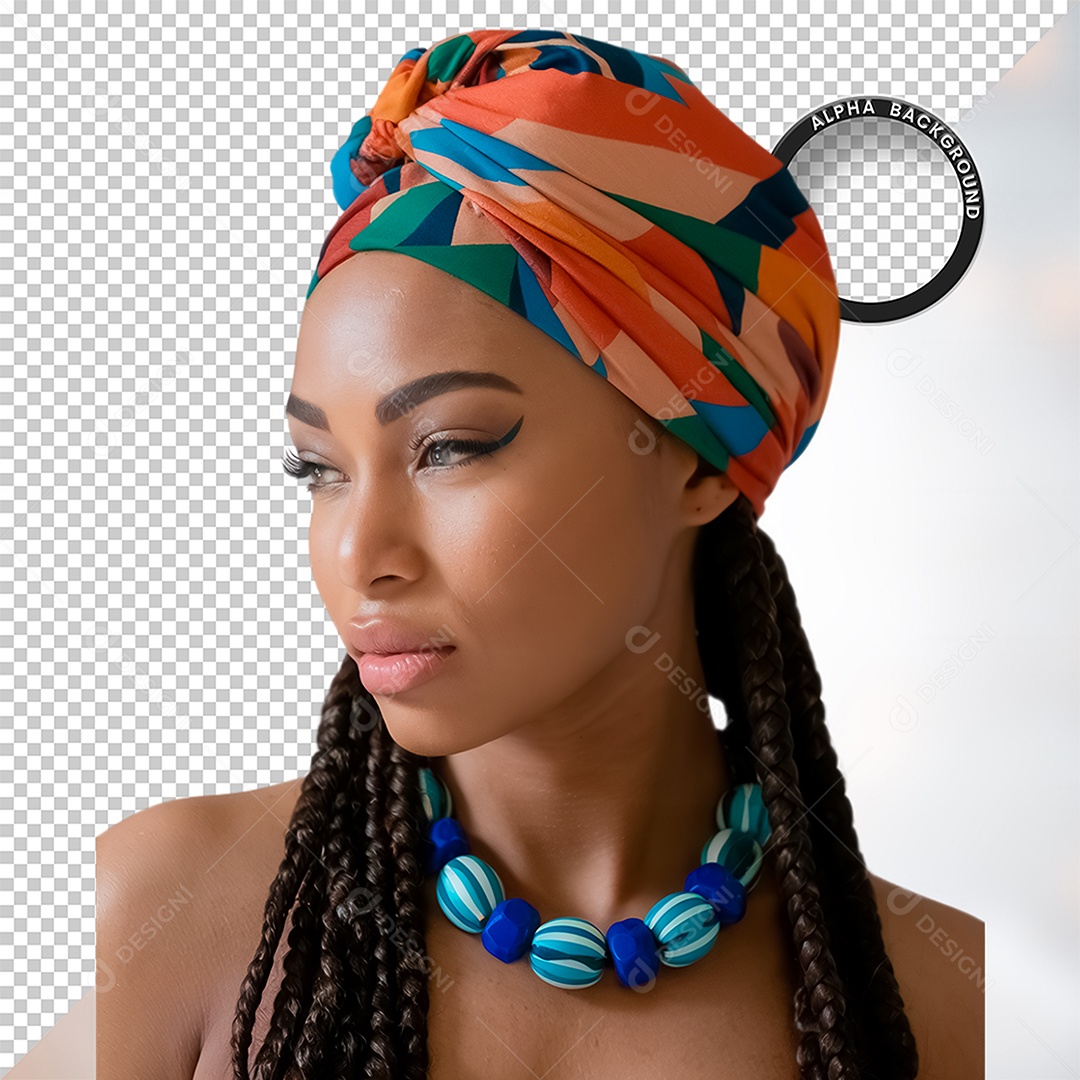 Personagem 3D Mulher Negra Afro para Composição PSD