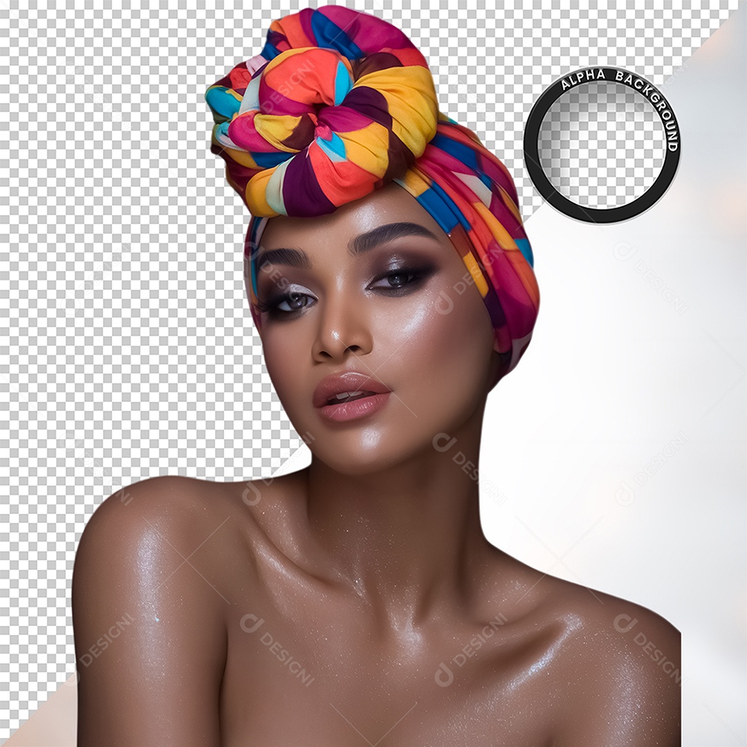 Personagem 3D Mulher Negra Afro para Composição PSD