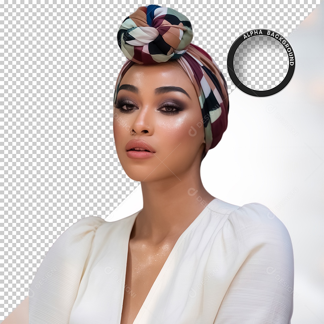 Personagem 3D Mulher Morena Afro para Composição PSD