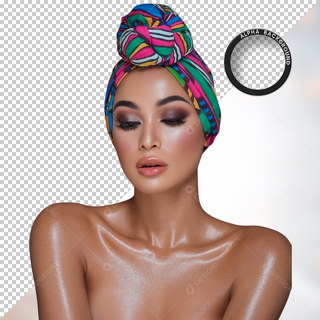 Personagem 3D Mulher Morena Afro para Composição PSD