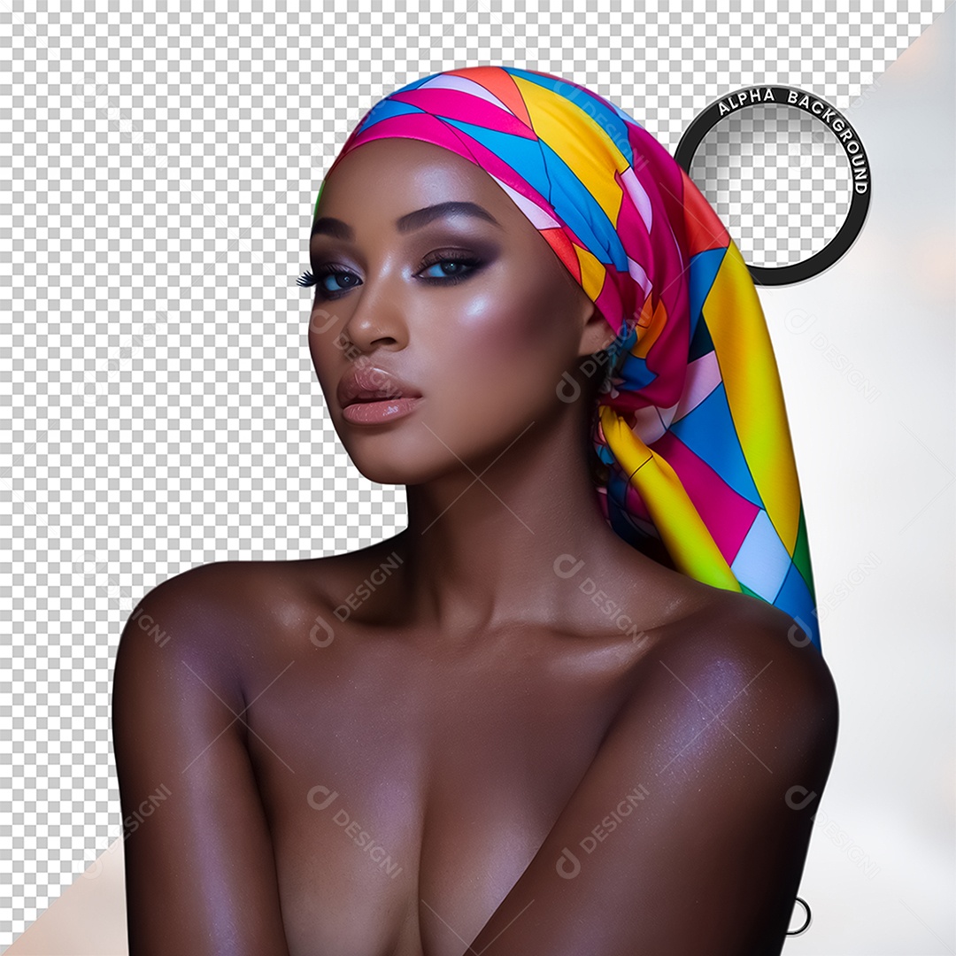 Personagem 3D Mulher Negra Afro para Composição PSD