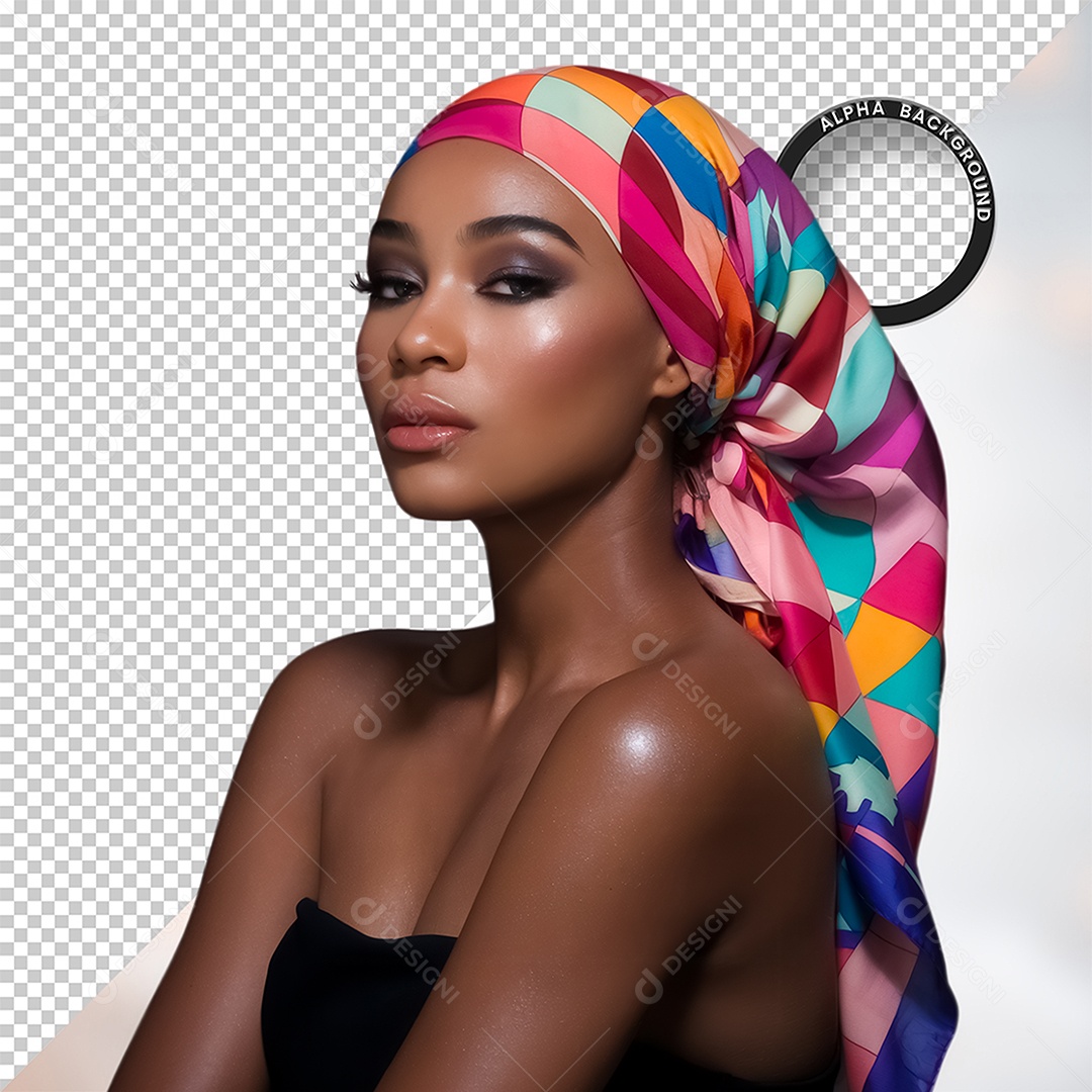 Personagem 3D Mulher Negra Afro para Composição PSD