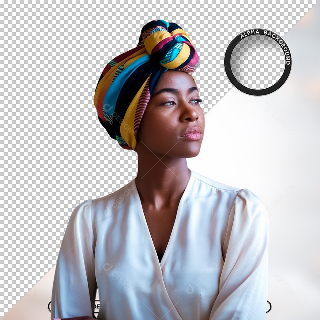 Personagem 3D Mulher Negra Afro para Composição PSD