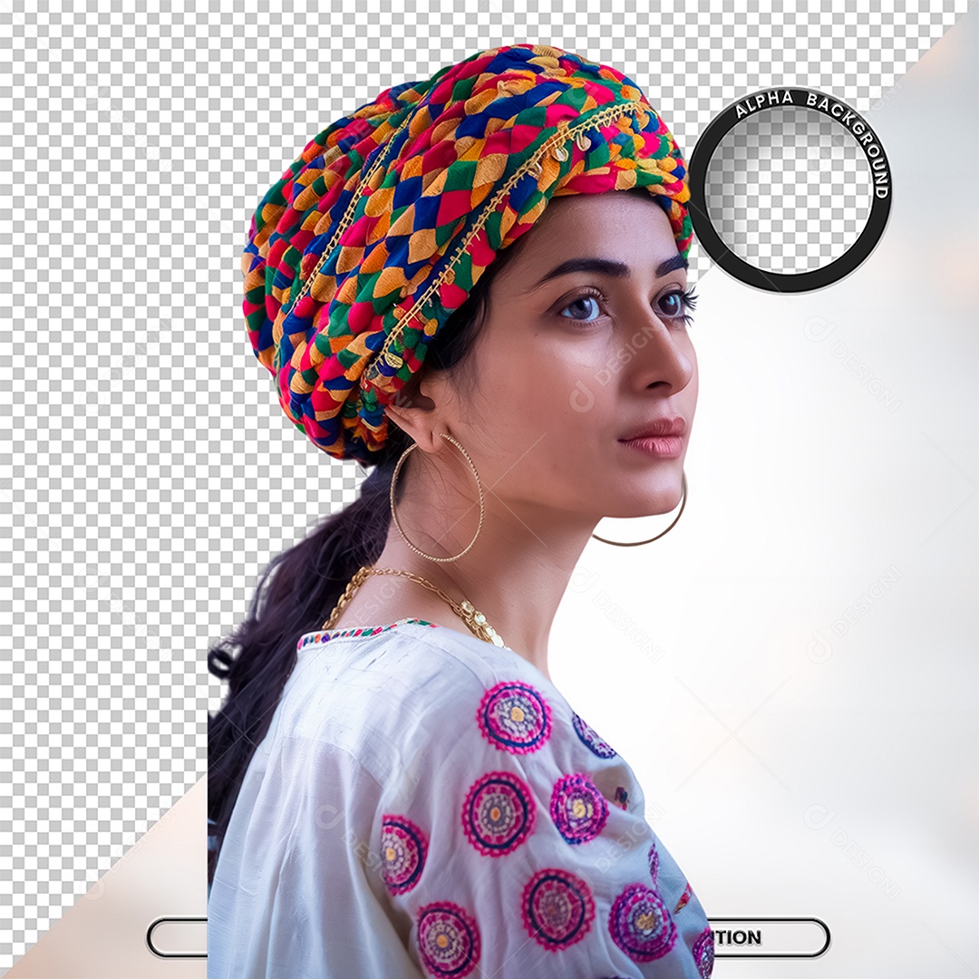 Personagem 3D Mulher Negra Afro para Composição PSD