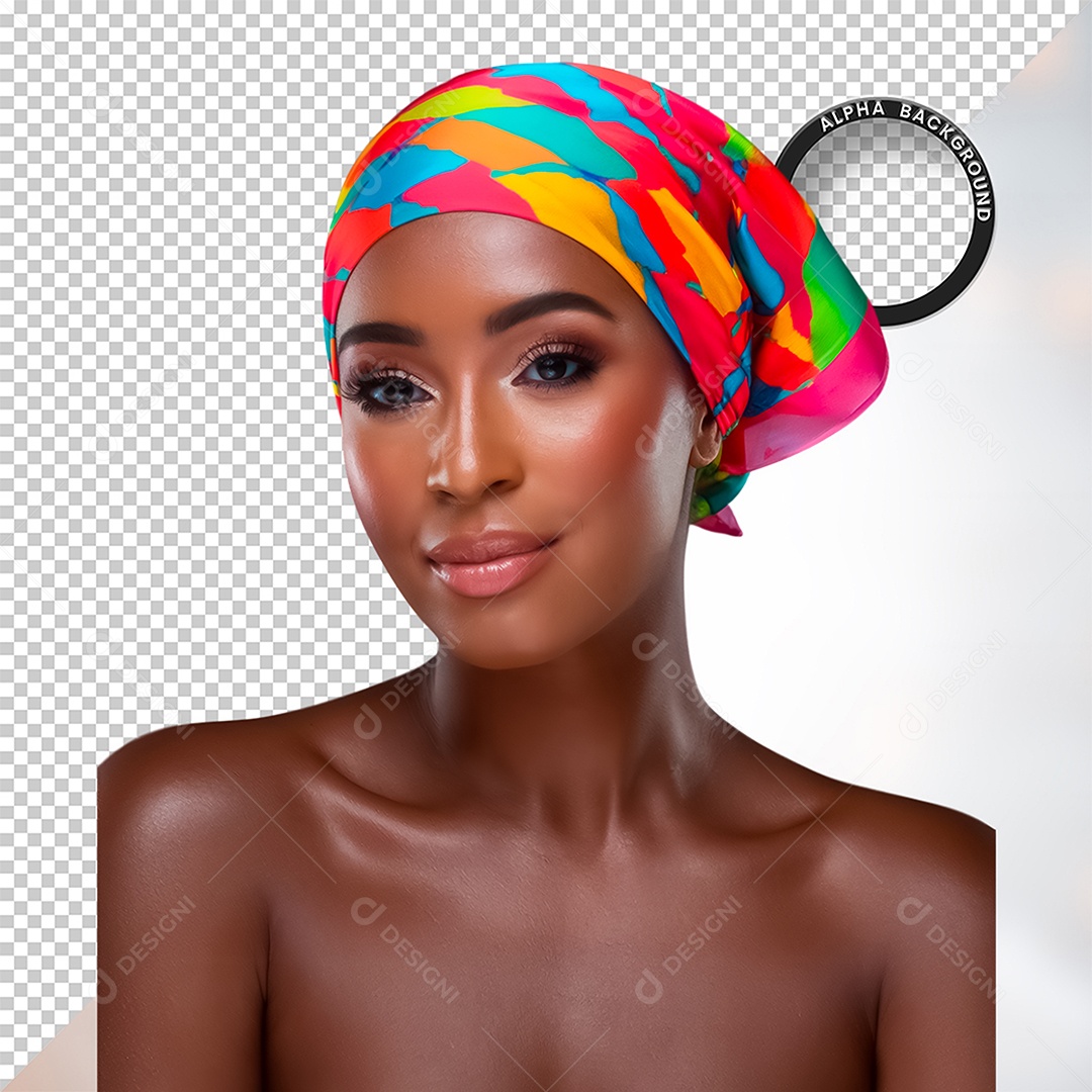 Personagem 3D Mulher Negra Afro para Composição PSD