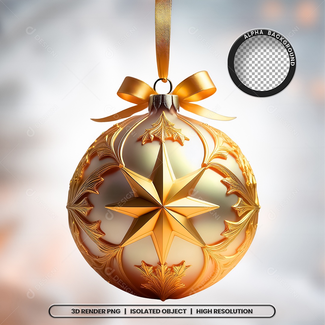 Elemento 3D Enfeite de Natal Para Composição PSD