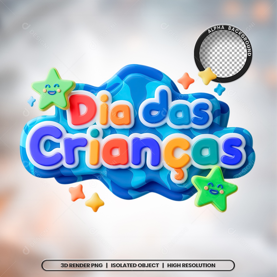 Selo 3D Dias Das Crianças Para Composição PSD
