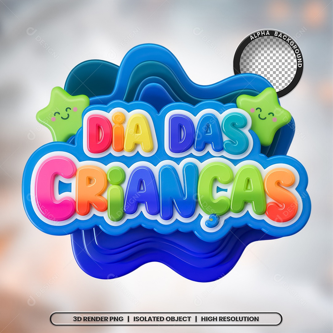 Selo 3D Dias Das Crianças Para Composição PSD