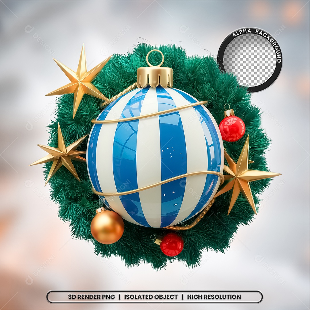 Elemento 3D Enfeite de Natal Para Composição PSD