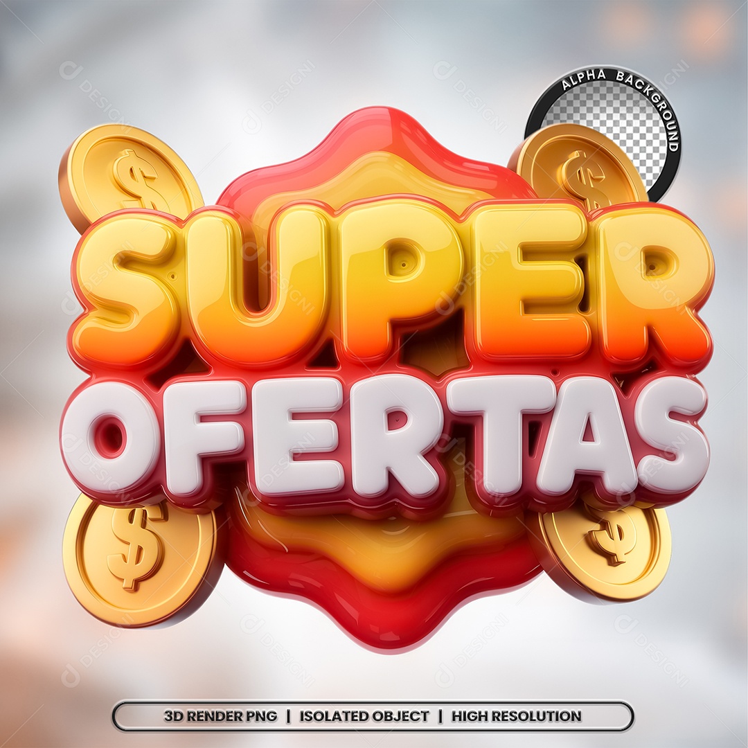 Selo 3D Super Ofertas Para Composição PSD