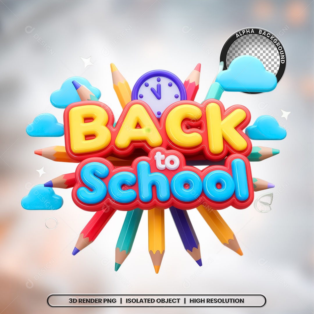 Selo 3D Volta as Aulas Para Composição PSD