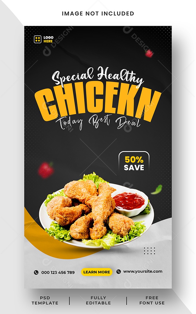 Story Restaurante Super Delicioso Frango Social Media PSD Editável