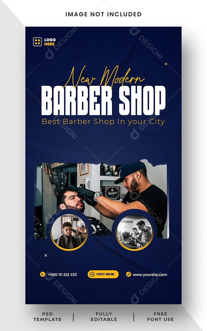 Story Barbearia Moderna Social Media PSD Editável