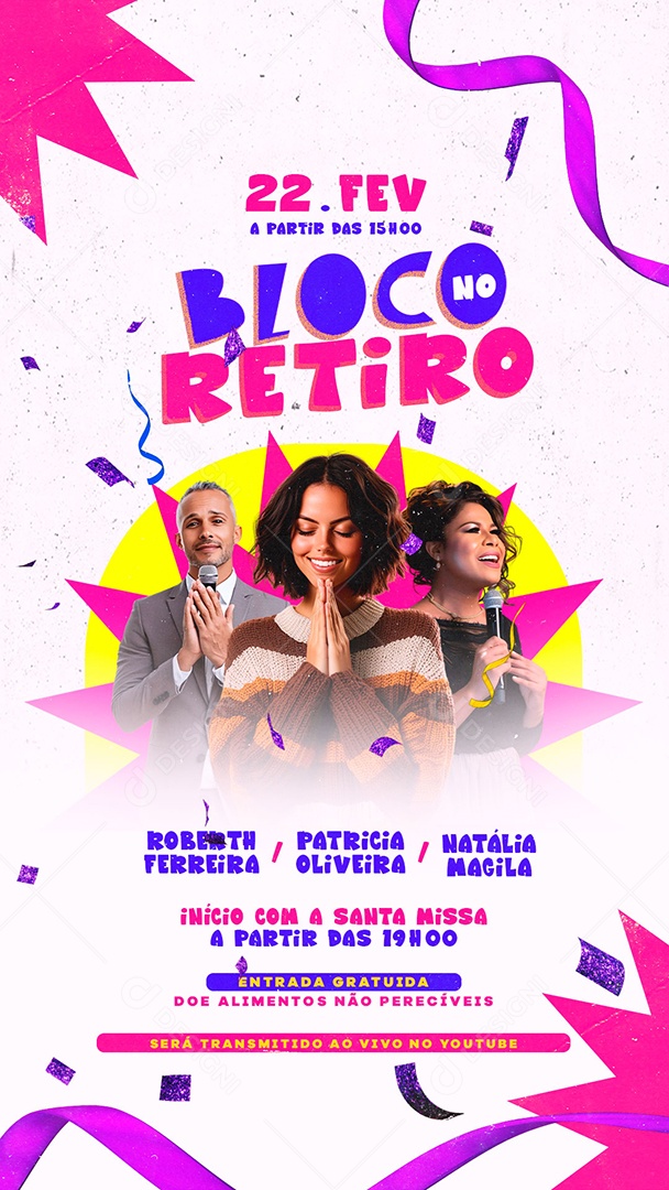 Story Flyer Bloco no Retiro Social Media PSD Editável