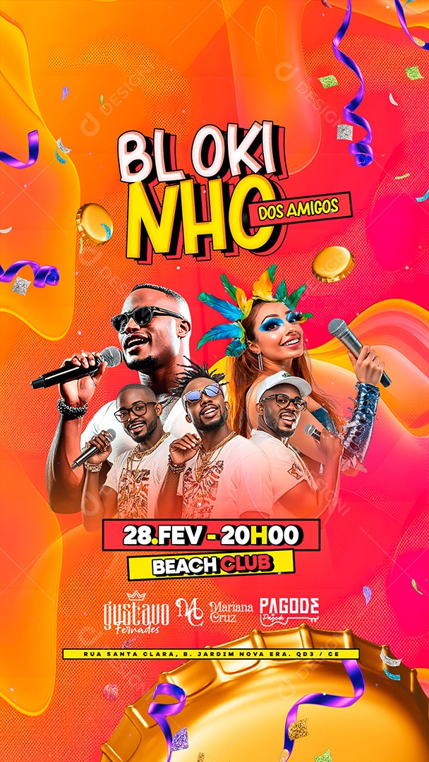 Story Flyer Carnaval Blokinho Dos Amigos Social Media PSD Editável