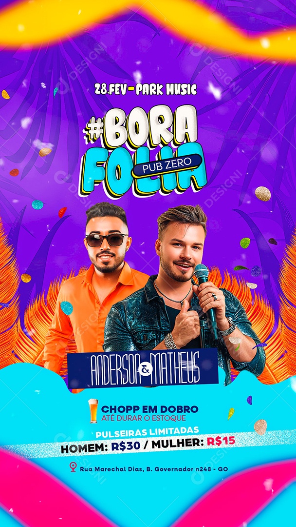 Story Flyer Carnaval Bora Folia Pub Zero Social Media PSD Editável