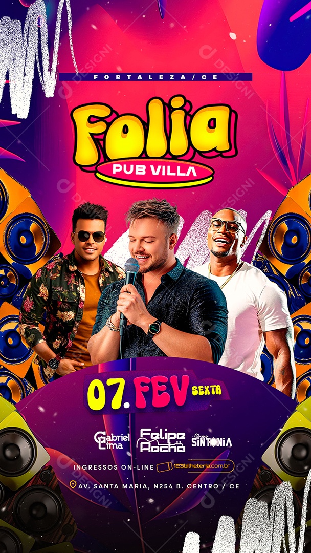Story Flyer Carnaval Folia Pub Villa Social Media PSD Editável