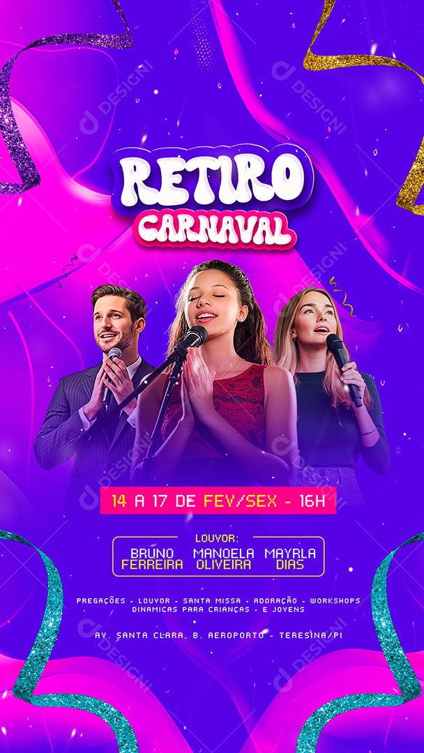 Story Flyer Retiro Carnaval Gospel Social Media PSD Editável