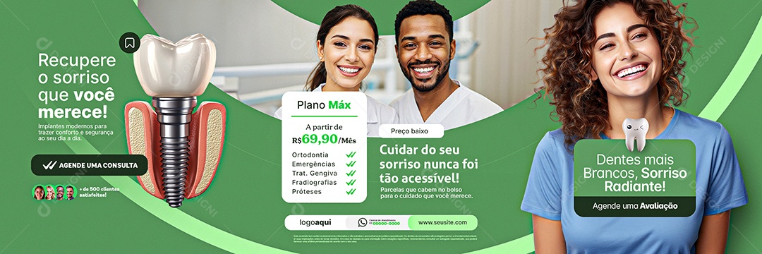 Carrossel Clínica Odontológica Recupere o Sorriso Que Você Merece Social Media PSD Editável