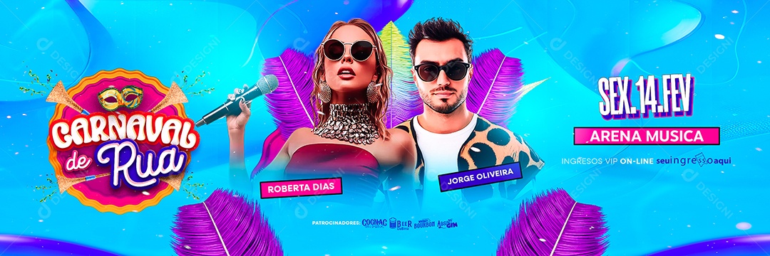 Carrossel Flyer Carnaval de Rua Social Media PSD Editável